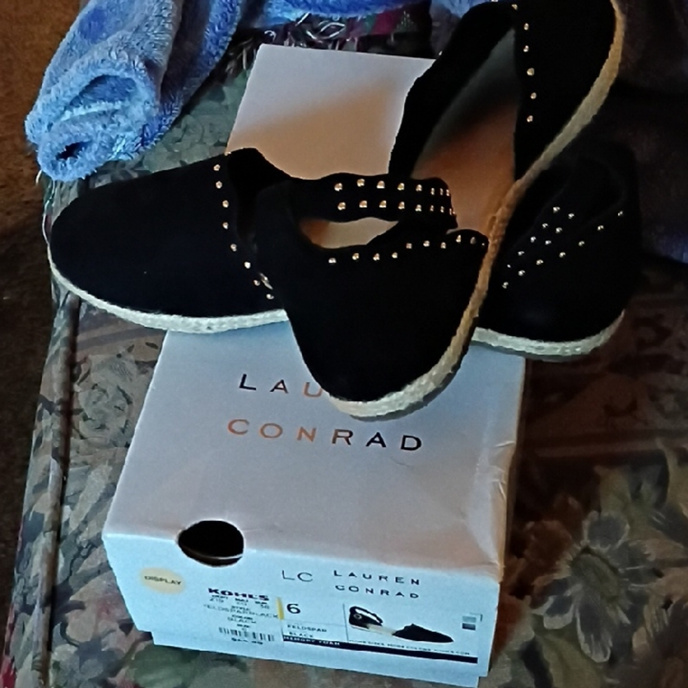 LC Lauren Conrad Studded Black Espadrilles NEVER BEEN WORE